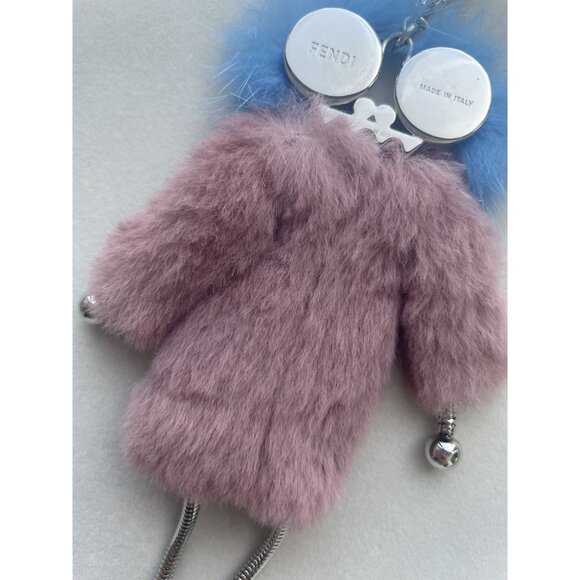 Fendi Roma Mink Fur & Leather Karlito Keychain Bag Charm - Picture 3 of 8